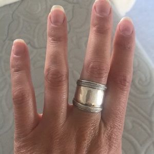 Silver wide band ring